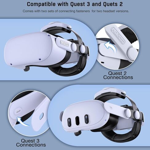 حزام رأس مريح لـ Meta/Oculus Quest 3 & Quest 2، استبدال حزام النخبة لـ Meta/Oculus Quest 3 & Quets 2 حزام الملحقات مع مقابض مزدوجة قابلة للتعديل in Kuwait