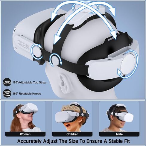 حزام رأس مريح لـ Meta/Oculus Quest 3 & Quest 2، استبدال حزام النخبة لـ Meta/Oculus Quest 3 & Quets 2 حزام الملحقات مع مقابض مزدوجة قابلة للتعديل in Kuwait