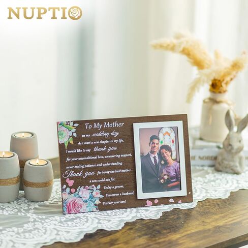 NUPTIO Mother of Bride Gifts: Mom Daughter Picture Frames Thank You Mama Gift Wood Photo Frame 4x6 Inch for Wedding Engagement Bridal Shower Present Best Mothers Presents - Forever Your Little Girl in Saudi Arabia