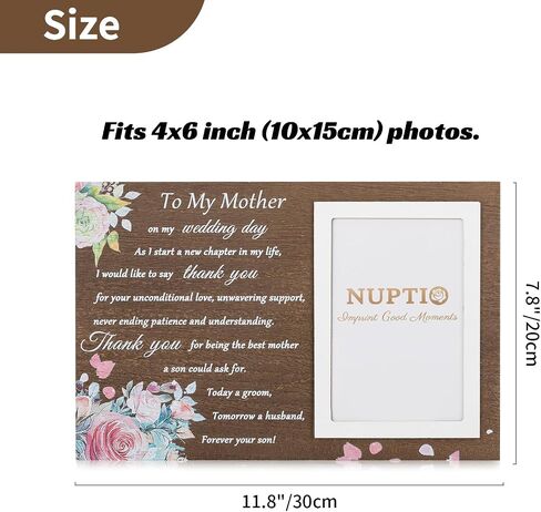 NUPTIO Mother of Bride Gifts: Mom Daughter Picture Frames Thank You Mama Gift Wood Photo Frame 4x6 Inch for Wedding Engagement Bridal Shower Present Best Mothers Presents - Forever Your Little Girl in Saudi Arabia