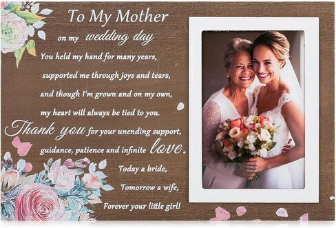NUPTIO Mother of Bride Gifts: Mom Daughter Picture Frames Thank You Mama Gift Wood Photo Frame 4x6 Inch for Wedding Engagement Bridal Shower Present Best Mothers Presents - Forever Your Little Girl in Saudi Arabia