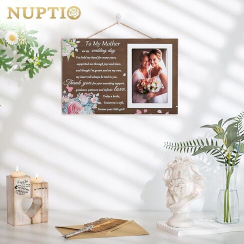 NUPTIO Mother of Bride Gifts: Mom Daughter Picture Frames Thank You Mama Gift Wood Photo Frame 4x6 Inch for Wedding Engagement Bridal Shower Present Best Mothers Presents - Forever Your Little Girl in Saudi Arabia
