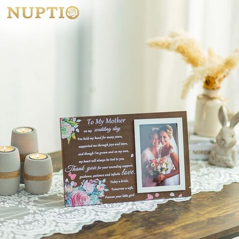 NUPTIO Mother of Bride Gifts: Mom Daughter Picture Frames Thank You Mama Gift Wood Photo Frame 4x6 Inch for Wedding Engagement Bridal Shower Present Best Mothers Presents - Forever Your Little Girl in Saudi Arabia