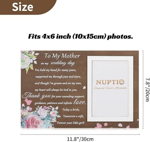 NUPTIO Mother of Bride Gifts: Mom Daughter Picture Frames Thank You Mama Gift Wood Photo Frame 4x6 Inch for Wedding Engagement Bridal Shower Present Best Mothers Presents - Forever Your Little Girl in Saudi Arabia