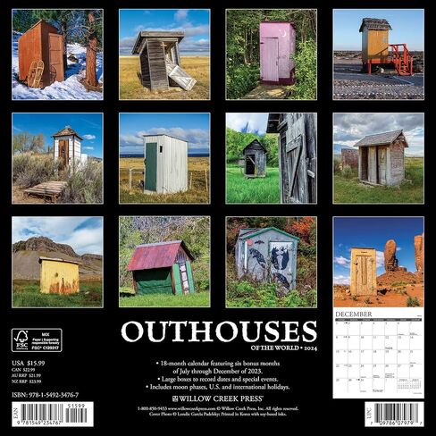 Willow Creek Press Outhouses Monthly 2024 Wall Calendar (12" x 12") in Saudi Arabia