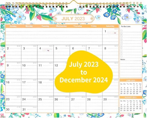 تقويم حائط، تقويم 2023-2024 مع 18 شهرًا من يوليو 2023 - ديسمبر 2024، تقويم مزدوج الأسلاك لتخطيط تنظيم الجدولة اليومية، تقويم 2024 للمدرسة والمكتب المنزلي، 14.5 بوصة × 11 بوصة in Saudi Arabia