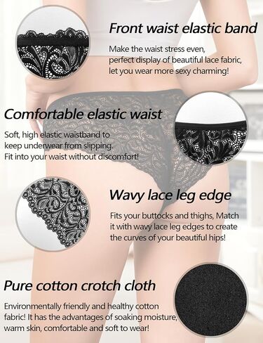 Sexy Lace Underwear for Women Cheeky Hipster Panties Soft breathable Ladies Bikini Multicolor 6 Pack in Saudi Arabia