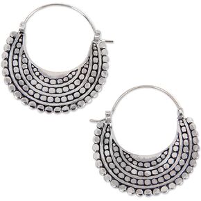 NOVICA Artisan Handmade .925 Sterling Silver Hoop Earrings Artisan Crafted Style Statement Indonesia Bohemian Moon Balinese Traditional 'Moon Sliver'