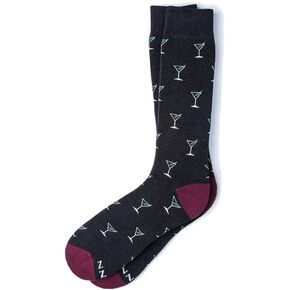 Men's Hipster Straight Up & Dirty Martini Cocktail Contemporary Crew Dress Socks