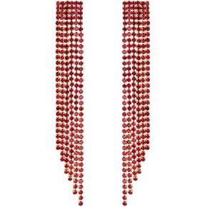 Mlouye Colorful Dangle Earrings for Women Girls, Long Dangling Rhinestone Earrings Crystal Chandelier Earrings