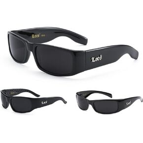 3 Pack Locs Mens Black Hardcore Shades Dark Lens Gangster Sunglasses, Large