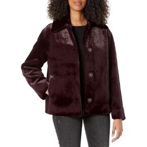 Vince Women's Plush Casual Jacket, Steel Blue, Small