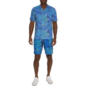 Robert Graham Men's Paradise Garage Short-Sleeve Knit Polo, Teal