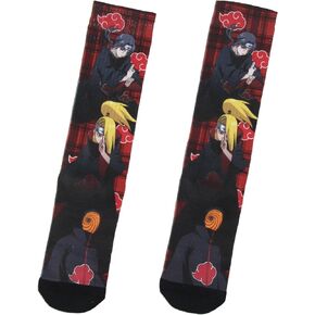 Bioworld Naruto Shippuden Akatsuki Socks Anime Manga Men's Itachi Tobi Obito Deidara Sublimated Crew Socks