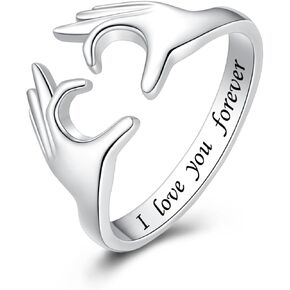 خواتم To My Daughter لهدايا الابنة - خواتم كلاداغ من الفضة الإسترليني عيار 925 قابلة للتعديل على شكل قلب للنساء والفتيات المراهقات in Kuwait