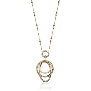 Oval and Round Shaped with Cubic Ziconia 25" Long Chain Pendant Necklace Fashion Jewelry for Women in Saudi Arabia