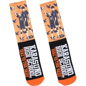 Bioworld Haikyu!! Socks Anime Manga Men's Karasuno High School Volleyball Mid-Calf Athletic Crew Socks