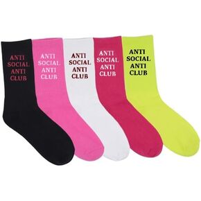 5/8 Pairs Unisex Letter Slogan Crew Socks, Stylish Hip Hop Graffiti Street Socks for Teens