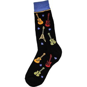 Foot Traffic, Men's Music-Themed Socks, All-Over Guitars (Shoe Sizes 7-12)