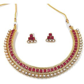 I Jewels Gold Plated Indian Wedding Bollywood Multi Choker Necklace Jewellery Set For Women/Girls (MC119-1)