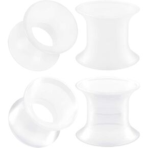 BIG GAUGES 2 Pairs Silicone White Thin Double Flared Saddle Clear Acrylic Piercing Jewelry Ear Stretching Lobe flesh Tunnel Earring Plugs