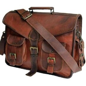 MONTEXOO Handmadecraft Leather Unisex Real Leather Messenger Bag for Laptop Briefcase Satchel in Kuwait