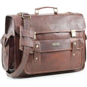 صناعة يدوية العالم 18 بوصة خمر اليدوية الجلود رسول حقيبة مكتب العمل حقيبة الكمبيوتر المحمول حقيبة الكتف للكلية السفر كروسبودي حقيبة in Kuwait