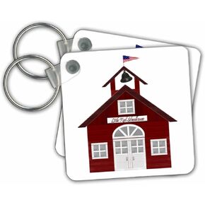 3dRose Little Red Schoolhouse - Key Chains, 2.25 x 4.5 inches, set of 2 (kc_25990_1) in Saudi Arabia