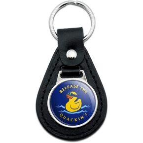 GRAPHICS & MORE Black Leather Release the Quackin' Kraken Rubber Duck Funny Humor Keychain