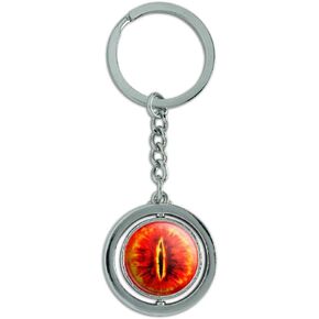 GRAPHICS & MORE THE LORD OF THE RINGS Eye of Sauron Keychain Spinning Round Chrome Plated Metal