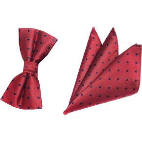 Men Big Boys Polka Dot Bow Ties Stripe Check Pre-Tied Bowties Pocket Square Set