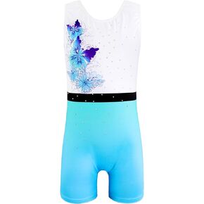 Nutyomi Girls Gymnastics Leotards with Shorts Biketards Sparkly Rhinestone Diamante Kids Tumbling Dance Outfit 2-10T in Kuwait