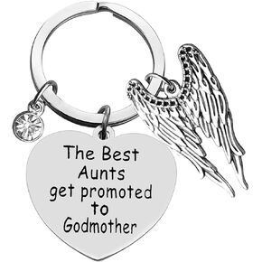 Baptism Gifts for Godmother Keychain for Mother's Day Gift The Best Aunts Get Promoted to Godmother Keyring from Goddaughter Godson Christening Gifts Birthday Christmas Gifts for Godmother