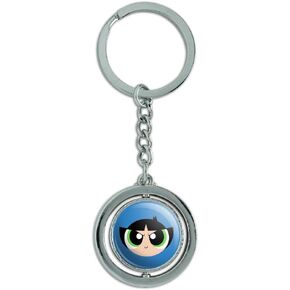 GRAPHICS & MORE Powerpuff Girls Buttercup Head Keychain Spinning Round Chrome Plated Metal