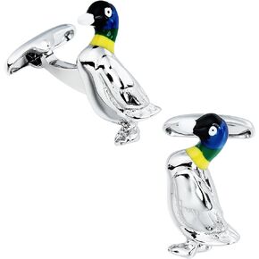 Silver Tone Duck Cufflinks For Men With Gift Box