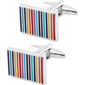 Rainbow Stripes Cufflinks for Men Rectangle Pair Men Cuff Links Classic Men Tuxedo Shirt Cufflink For Business Wedding Daily Shirts