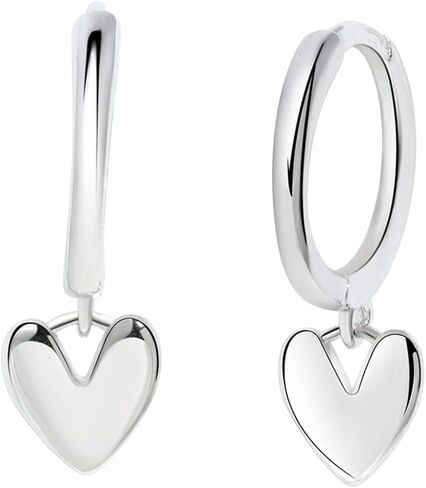 Tiny 14K Gold Plated 925 Sterling Silver Huggie Earrings with Heart Dangle Earrings Hoop Earrings for Women Teens in Saudi Arabia