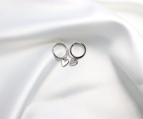 Tiny 14K Gold Plated 925 Sterling Silver Huggie Earrings with Heart Dangle Earrings Hoop Earrings for Women Teens in Saudi Arabia