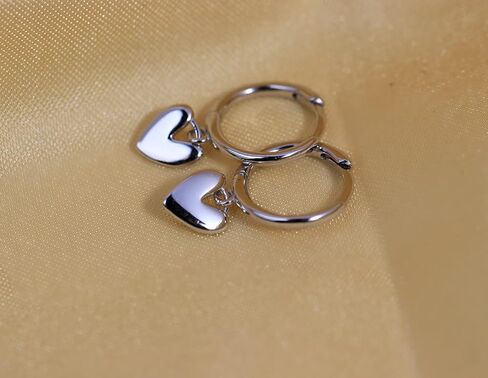 Tiny 14K Gold Plated 925 Sterling Silver Huggie Earrings with Heart Dangle Earrings Hoop Earrings for Women Teens in Saudi Arabia