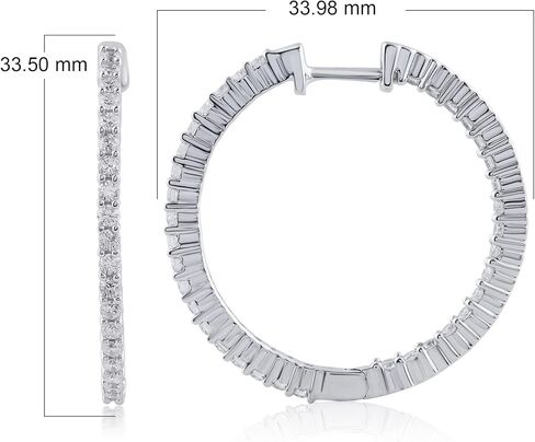 أقراط دائرية من الألماس من La Joya 1/4-1 1/2 CT TW Inside Out Lab Grown Diamond للنساء | أقراط فضة الماس | هدية مثالية لها in Kuwait