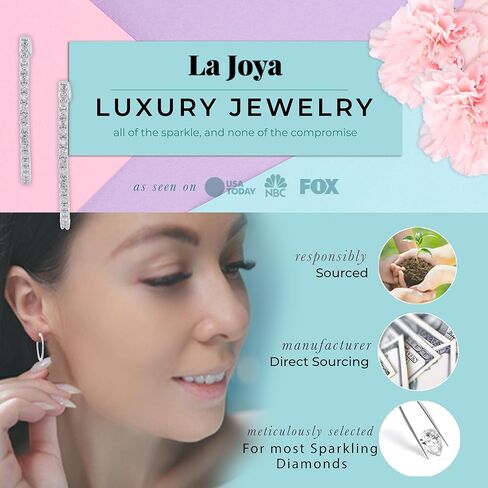 أقراط دائرية من الألماس من La Joya 1/4-1 1/2 CT TW Inside Out Lab Grown Diamond للنساء | أقراط فضة الماس | هدية مثالية لها in Kuwait