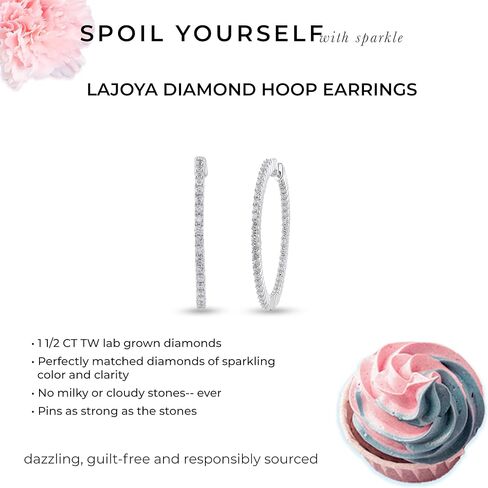 أقراط دائرية من الألماس من La Joya 1/4-1 1/2 CT TW Inside Out Lab Grown Diamond للنساء | أقراط فضة الماس | هدية مثالية لها in Kuwait