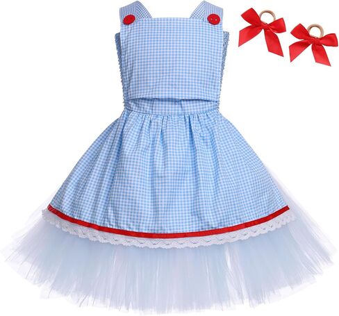 Kids Girls Halloween Costume Ruffle Tulle Tutu Dress with Headband Birthday Role Play Party Stage Dress Outfit in Saudi Arabia