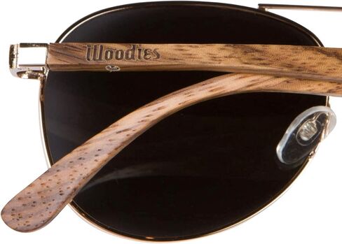 ووديز نظارة شمسية من الخشب بالكامل باطار سلك ذهبي وعدسة سوداء مستقطبة in Kuwait