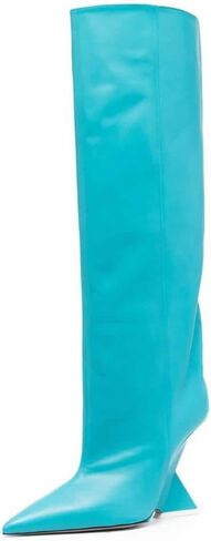 حذاء نسائي طويل للركبة من Kluolandi، مثير بمقدمة مدببة، حذاء طويل بكعب عريض غريب للنساء in Kuwait