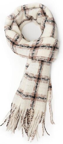 VANLINKER وشاح عصري لخريف وشتاء للنساء كلاسيكي شرابة منقوشة بطانية دافئة مكتنزة كبيرة شعرية التفاف شال VL9323 in Kuwait