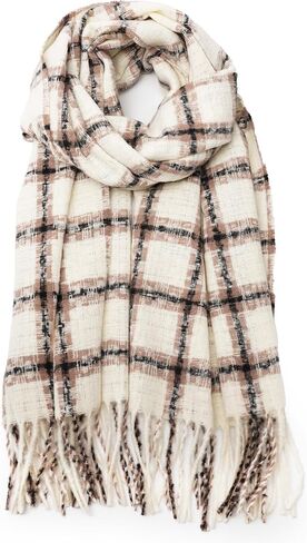 VANLINKER وشاح عصري لخريف وشتاء للنساء كلاسيكي شرابة منقوشة بطانية دافئة مكتنزة كبيرة شعرية التفاف شال VL9323 in Kuwait