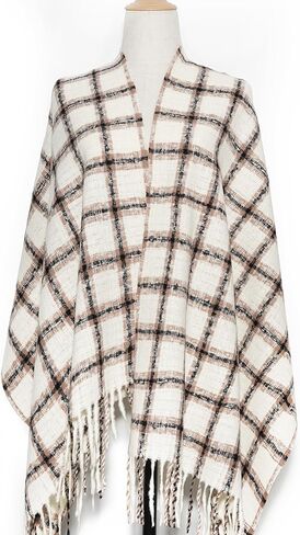 VANLINKER وشاح عصري لخريف وشتاء للنساء كلاسيكي شرابة منقوشة بطانية دافئة مكتنزة كبيرة شعرية التفاف شال VL9323 in Kuwait