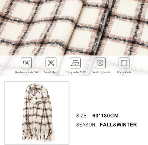 VANLINKER وشاح عصري لخريف وشتاء للنساء كلاسيكي شرابة منقوشة بطانية دافئة مكتنزة كبيرة شعرية التفاف شال VL9323 in Kuwait