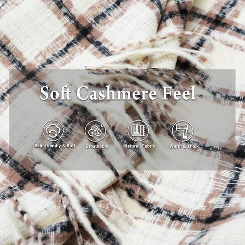 VANLINKER وشاح عصري لخريف وشتاء للنساء كلاسيكي شرابة منقوشة بطانية دافئة مكتنزة كبيرة شعرية التفاف شال VL9323 in Kuwait